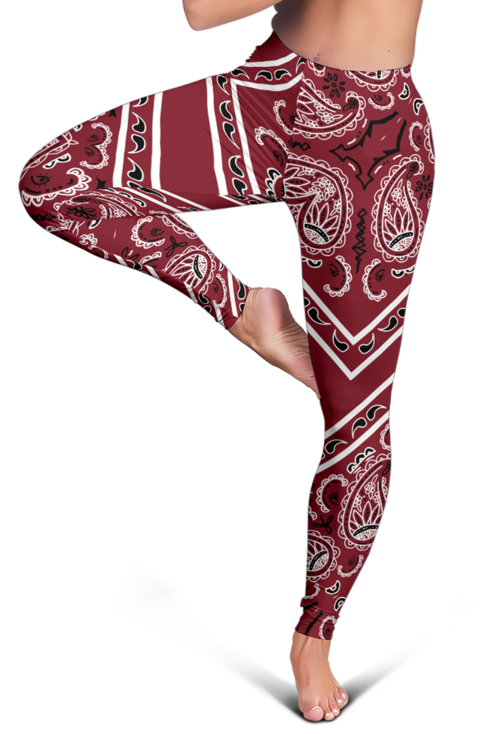 Women's Leggings - Maroon Total Bandana
