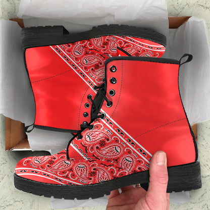 Flying V Bandana Leather Boot - Red