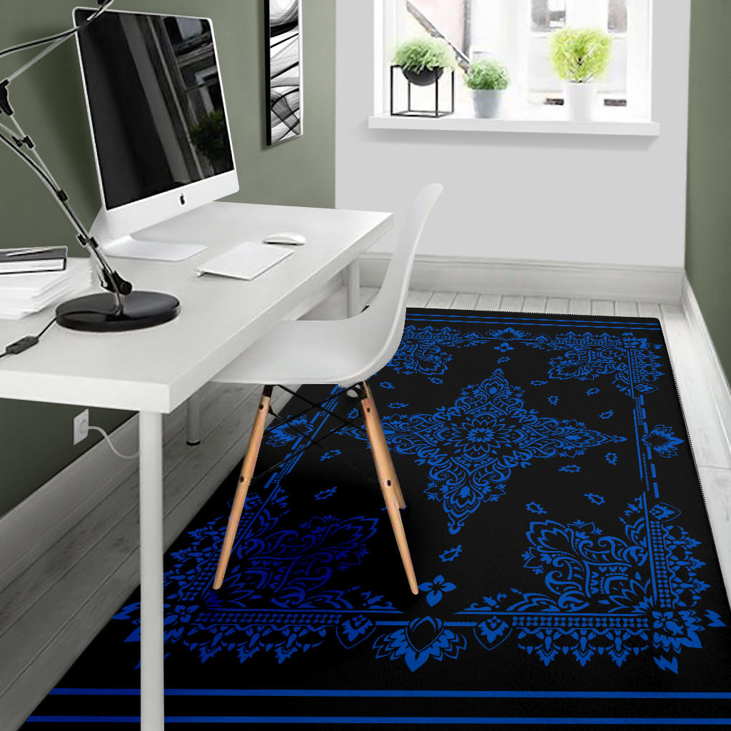 Area Rug Two - Cobalt on Black