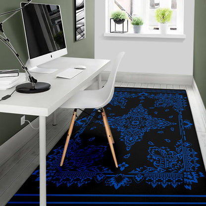Area Rug Two - Cobalt on Black
