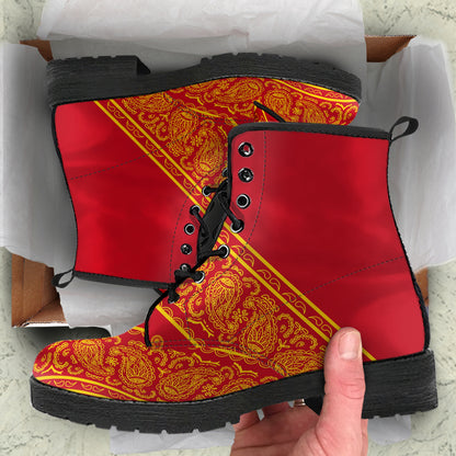 Flying V Red and Gold Leather Bandana Boot