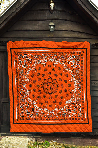 Quilt 2 Black White on Orange Black Sq