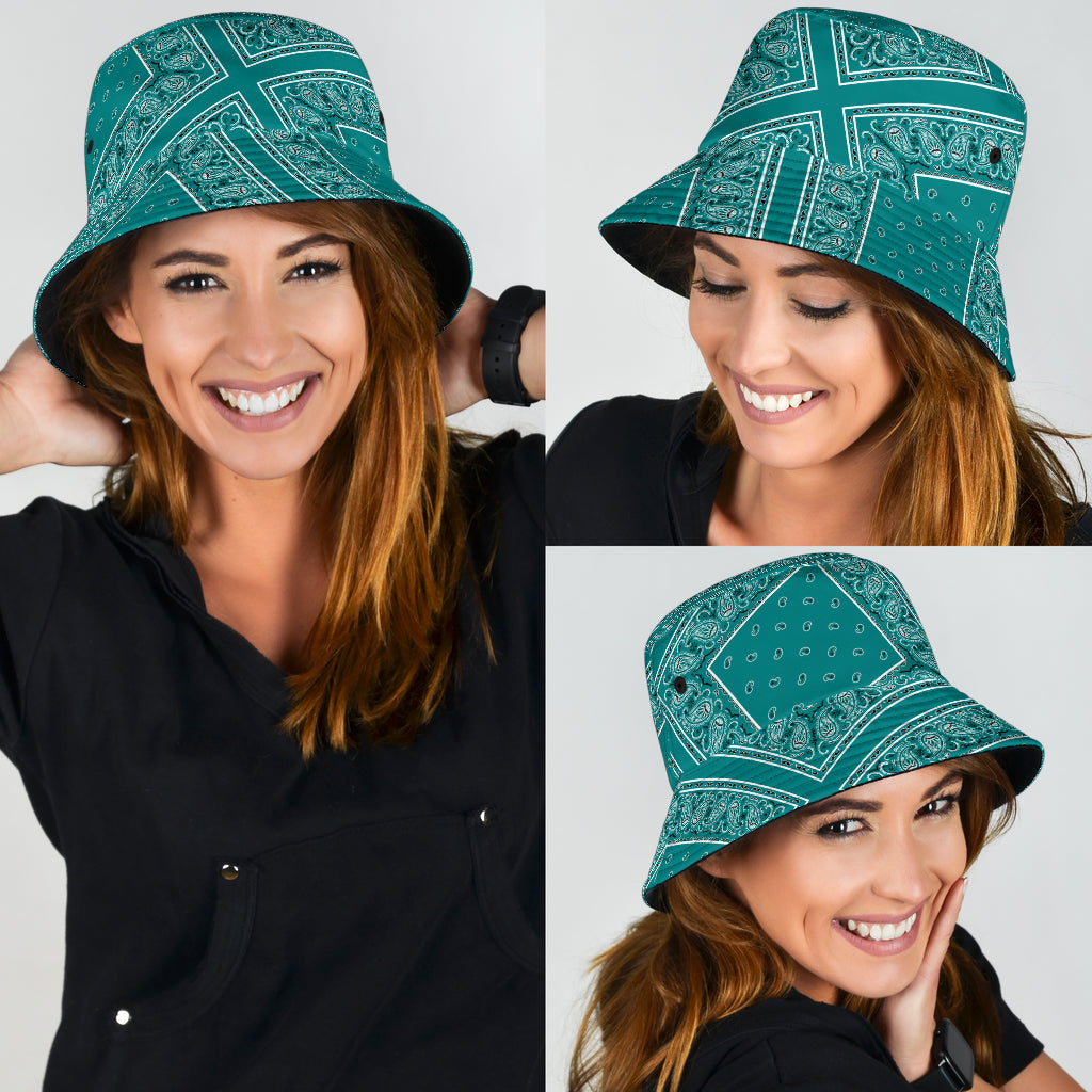 Teal Bandana Bucket Hat