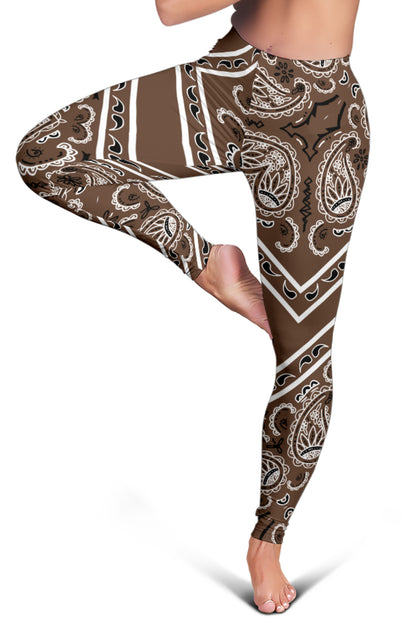 Women's Leggings - Coffee Brown Total Bandana