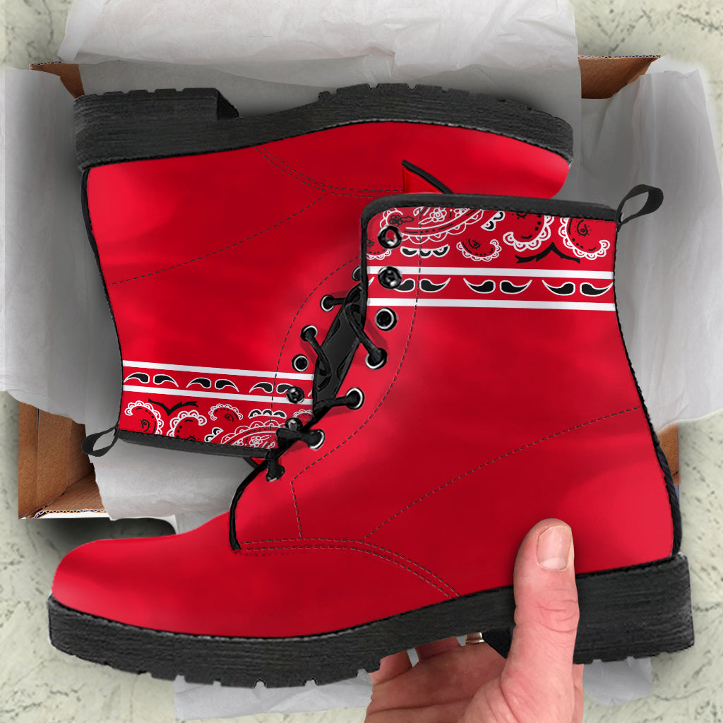 Banded Red Leather Bandana Boot