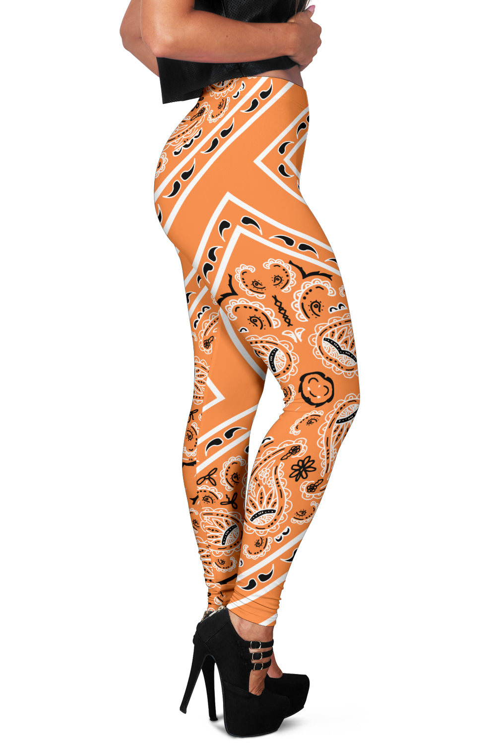 Women's Leggings - Lt. Orange Total Bandana