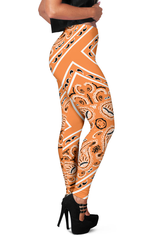 Women's Leggings - Lt. Orange Total Bandana
