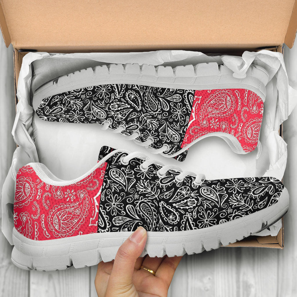 Low Top Sneaker - Red and Black Paisley