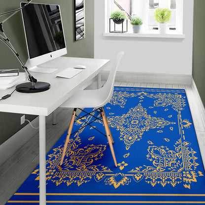 Area Rug Two - Peach on Cobalt