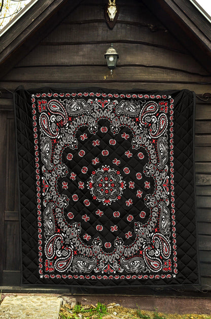 Quilt 2 Red White on Black Bandana Style