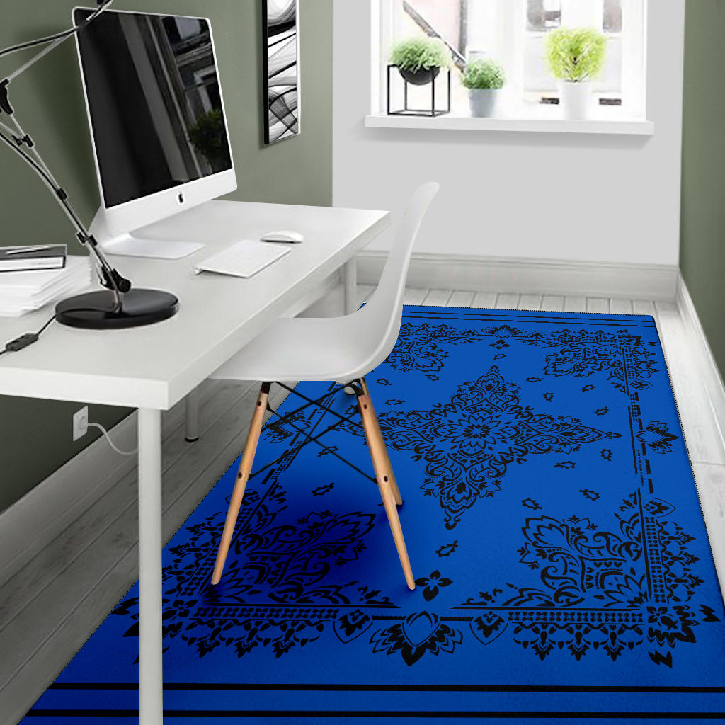 Area Rug Two - Black on Cobalt