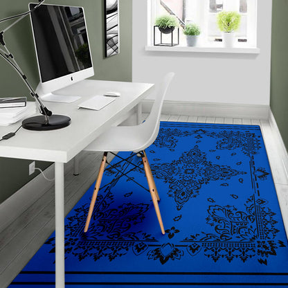 Area Rug Two - Black on Cobalt