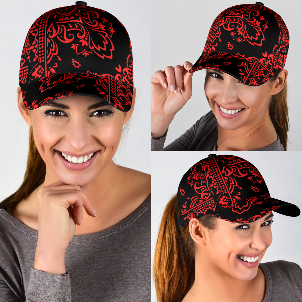 Classic Cap 2 - Red Black Bandana All Over Design