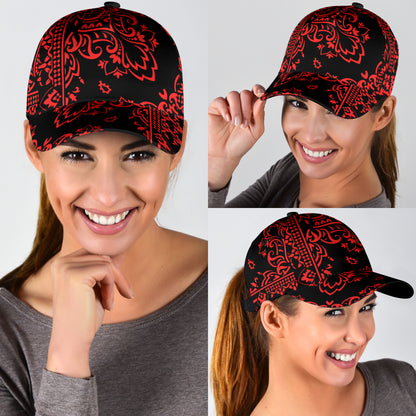 Classic Cap 2 - Red Black Bandana All Over Design