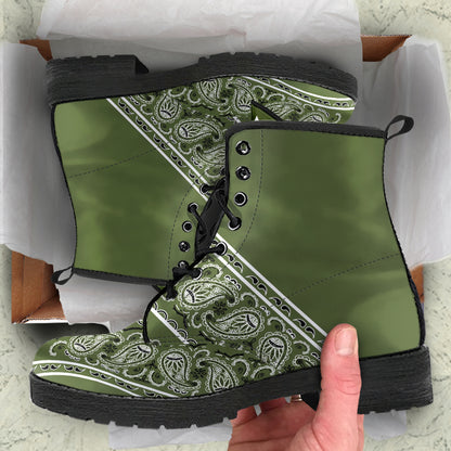 Flying V Leather Bandana Boot - Army Green