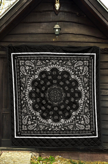 Quilt 2 - Gray on Black White Sq.