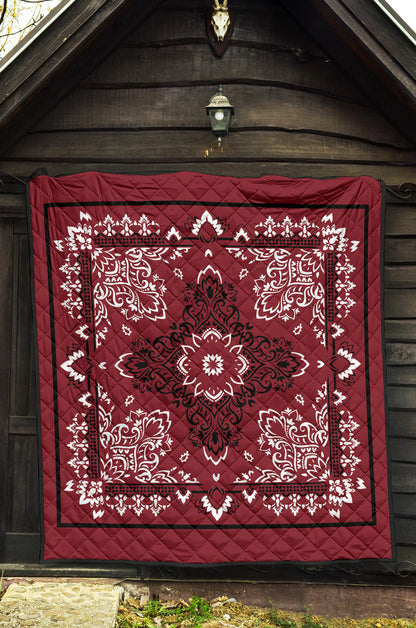 Quilt 3 Black White Maroon Bandana Quilt