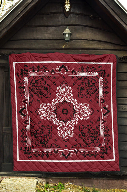 Quilt 3 - White Black on Maroon Bandana Quilt