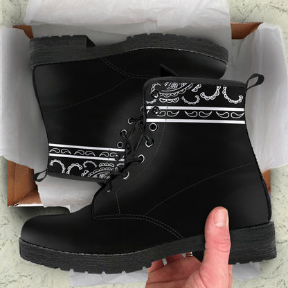 Banded Black Leather Bandana Boot