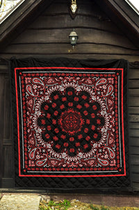 Quilt 2 Red Bandana on Black Red Sq.