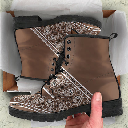 Flying V Leather Bandana Boot - Brown