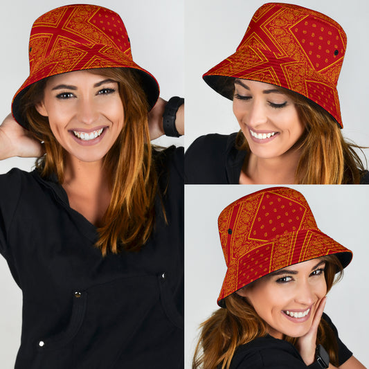 Red and Gold Bandana Bucket Hat