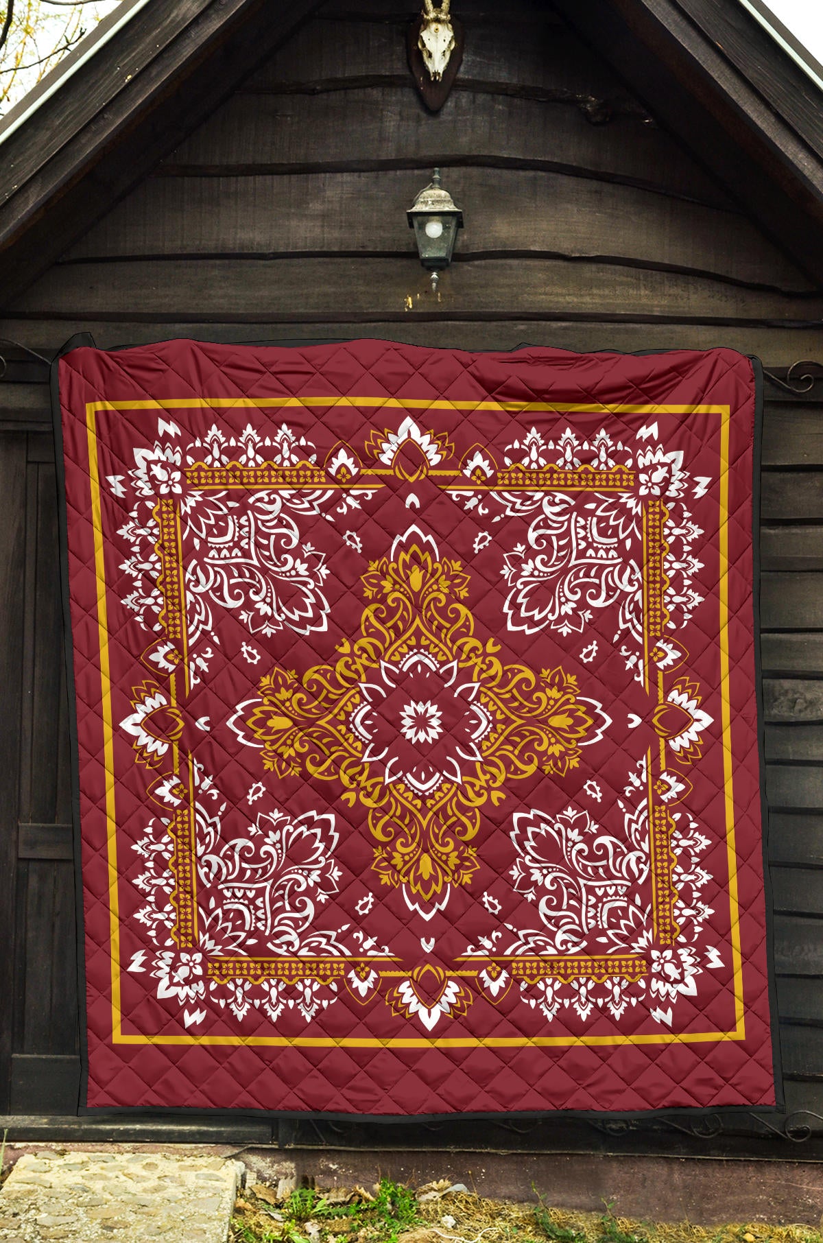 Quilt 3 Gold White Bandana Quilt