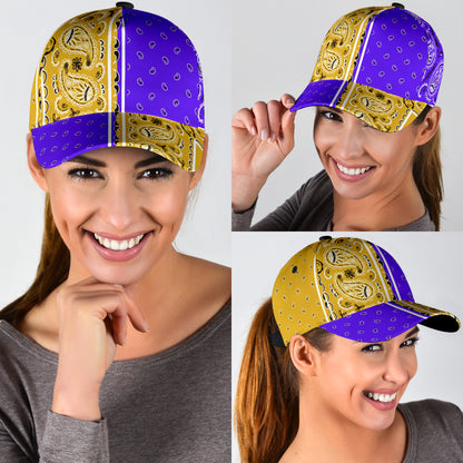 Classic Cap - Bandana Style Violet Gold Panels