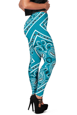 Women's Leggings - Teal Total Bandana