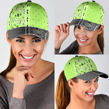 Classic Cap - Lime Bandana Style w Gray Bill