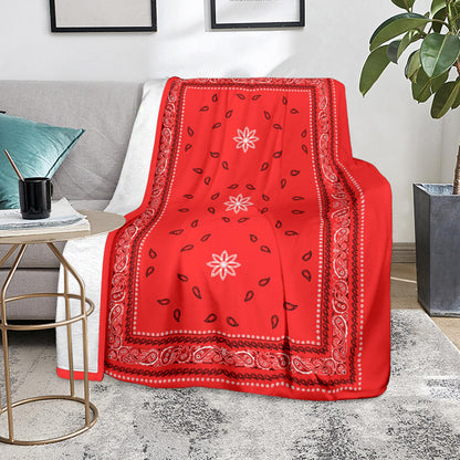 Ultra Plush 4 Traditional Red Bandana Throw Blanket
