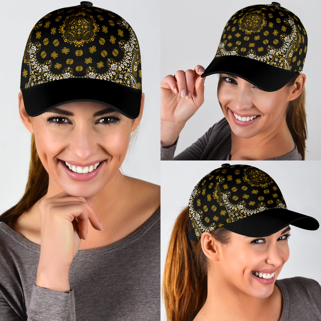 Classic Cap 2 - Gold on Black w Black Bill