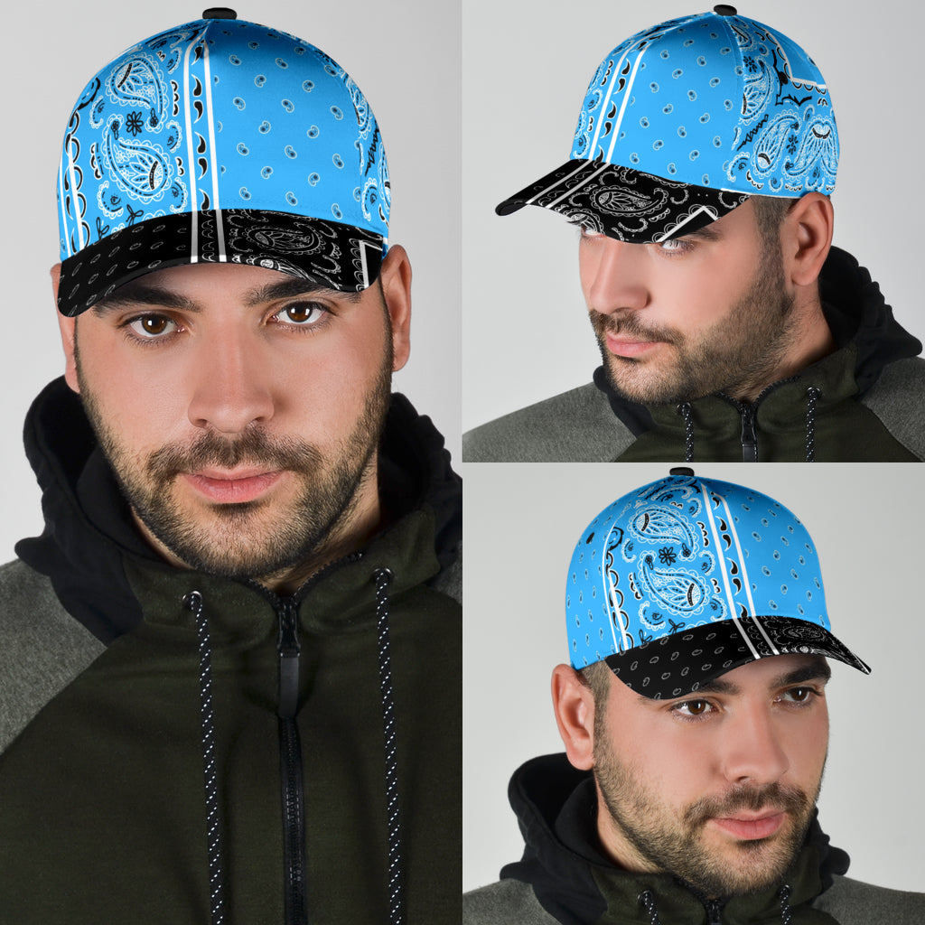 Classic Cap - Lt Blue Bandana Style Blk Bill