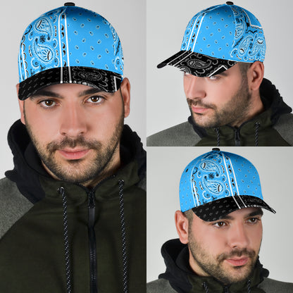 Classic Cap - Lt Blue Bandana Style Blk Bill