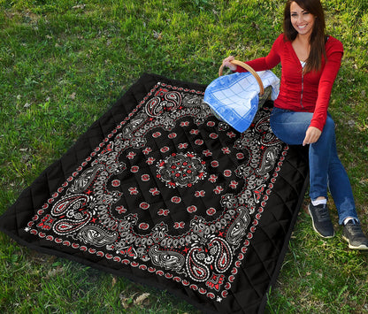 Quilt 2 Red White on Black Bandana Style