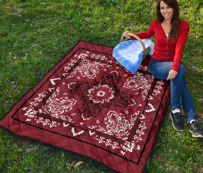 Quilt 3 Black White Maroon Bandana Quilt