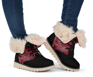 Women's Winter Boots - Bandana3 Maroon & Black