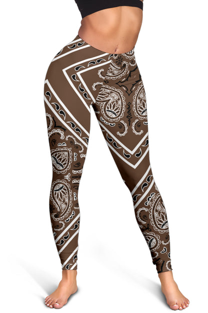 Women's Leggings - Coffee Brown Total Bandana
