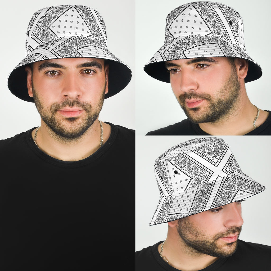 White Bandana Bucket Hat