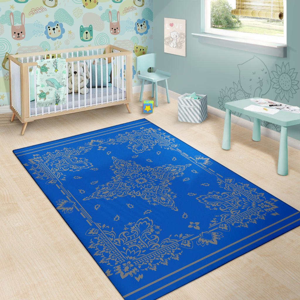Area Rug Two - Gray on Cobalt