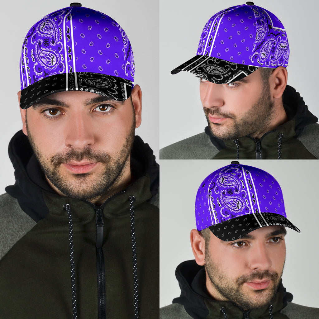 Classic Cap - Purple Bandana Style w Blk Bill