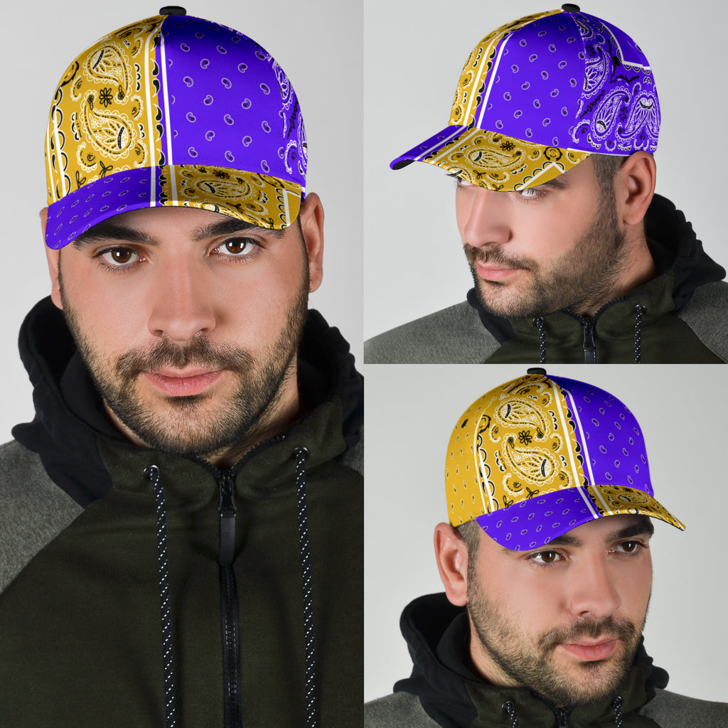 Classic Cap - Bandana Style Violet Gold Panels