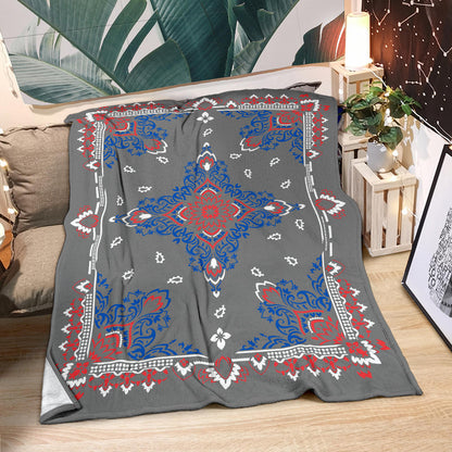 Ultra Plush 3 RWB on Gray Bandana Throw Blanket