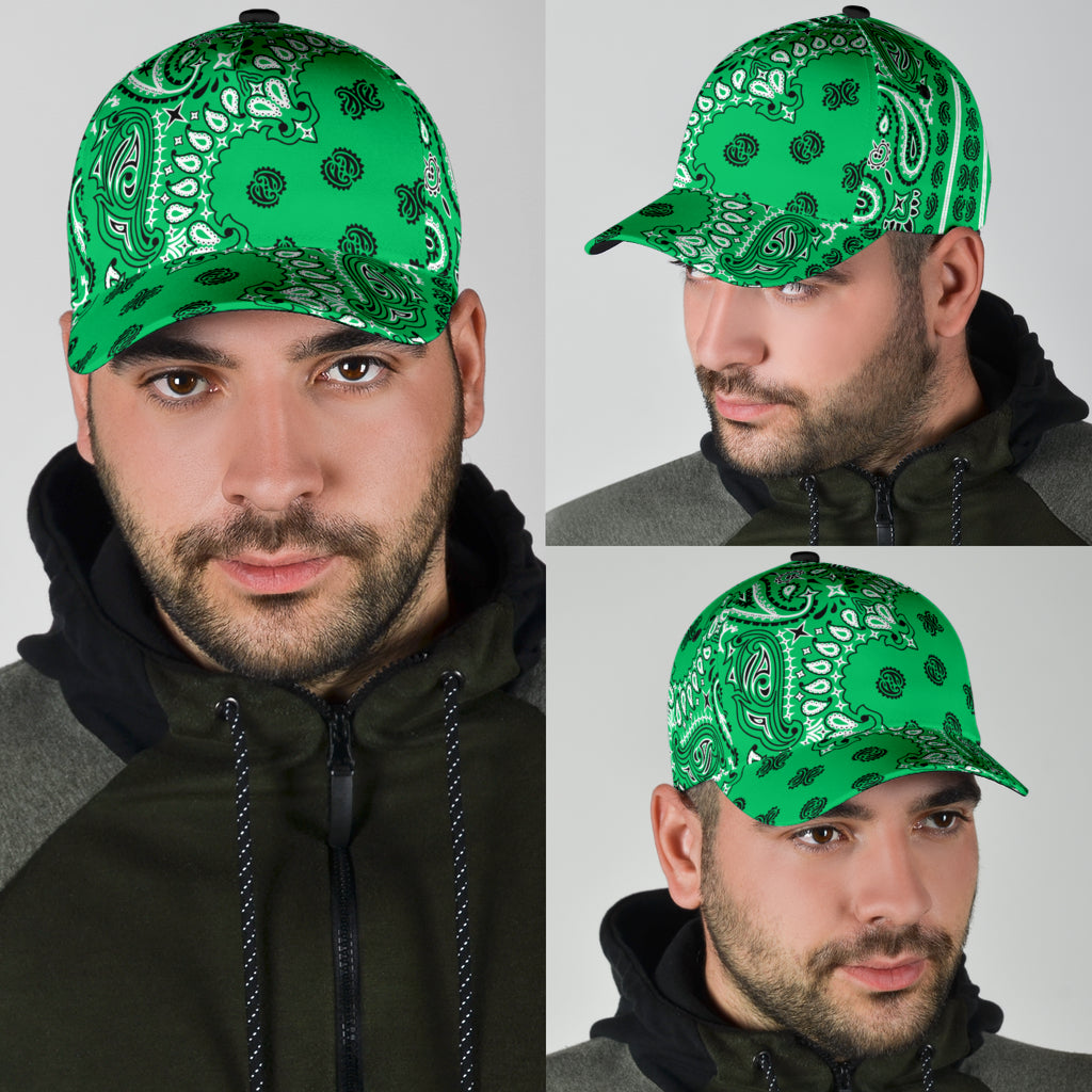 Classic Cap 2 - Black on Green All Over Design