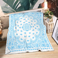 Ultra Plush 2 Lt Blue on White Bandana Throw Blanket