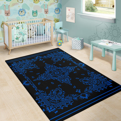 Area Rug Two - Cobalt on Black