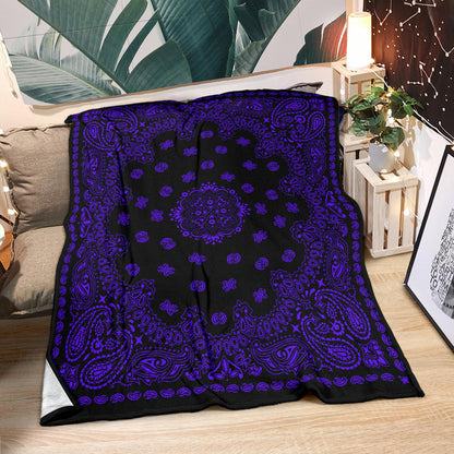 Ultra Plush 2 Violet on Black Bandana Throw Blanket