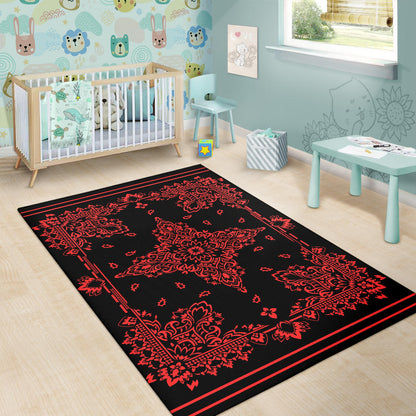 Area Rug Two - Red on Black