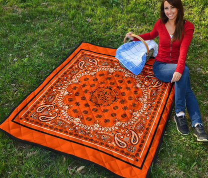 Quilt 2 Black White on Orange Black Sq