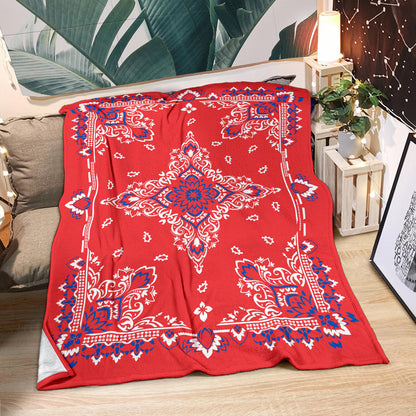 Ultra Plush 3 Red White Blue Bandana Throw Blanket